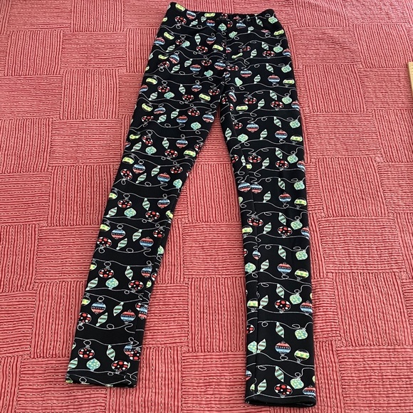Just Cozy Womens size XS / Small thick fleece colorful festive garland Leggings - Picture 1 of 15